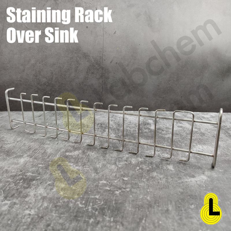 Staining rack, stainless steel, for staining 12 slides over sink Labchem Catalog