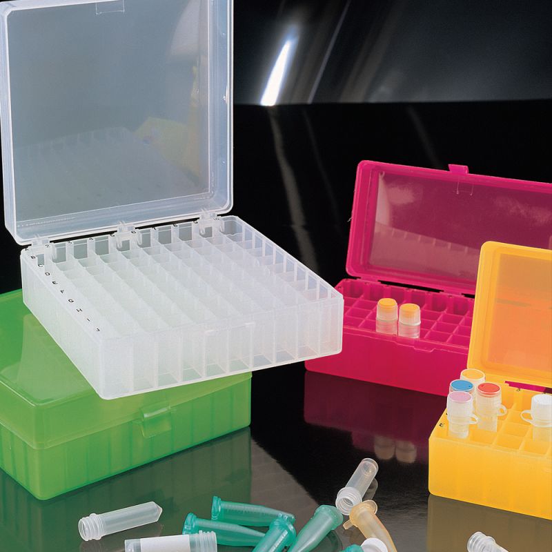 Storage Box with hinged lid,pp,100place, for 2ml cryovial/microtube
